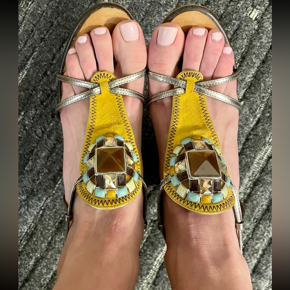 Open Toe Wedge With Rhinestone Embellishment. - image 2